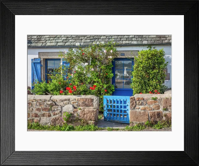 Framed Print : Idyllic house in the small port of Saint-Guirec, Cote de Granit Rose, Cotes-d'Armor, Brittany, France