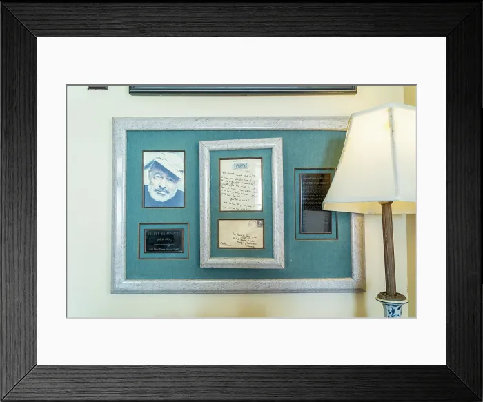 Framed Print : Portrait of a letter written by Ernest Hemingway displayed at The Mansion on the sea, Key West, Florida, USA Framed Print : Portrait of a letter written by Ernest Hemingway displayed at The Mansion on the sea, Key West, Florida, USA