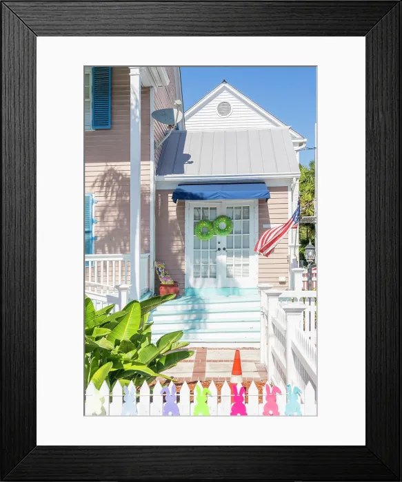Framed Print : Colourful house decorated for Easter, Key West, Florida, USA Framed Print : Colourful house decorated for Easter, Key West, Florida, USA