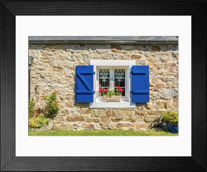 Framed Print : Colorful window in the hamlet of Montourgard, Crozon Peninsula, Finistere, Brittany, France Framed Print : Colorful window in the hamlet of Montourgard, Crozon Peninsula, Finistere, Brittany, France