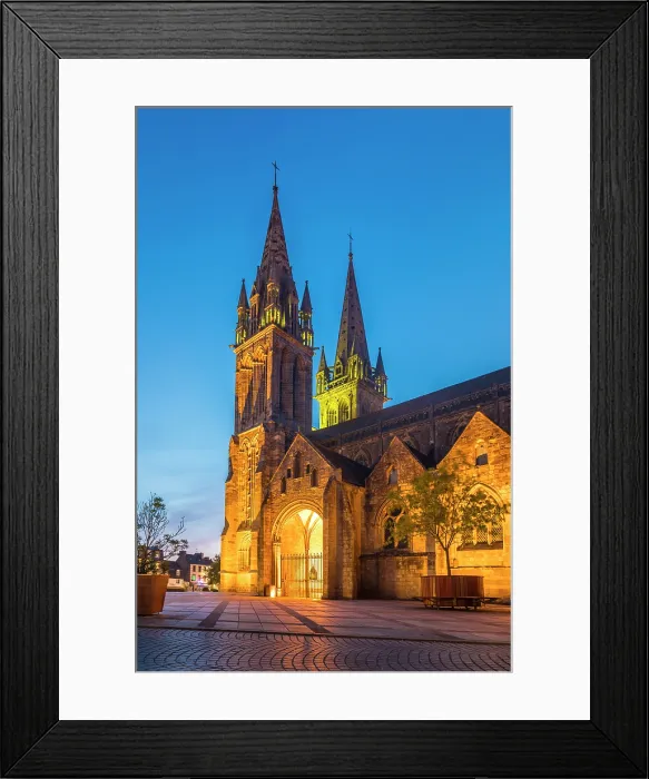 Framed Print : Saint-Pol-de-Leon Cathedral at night, Finistere, Brittany, France Framed Print : Saint-Pol-de-Leon Cathedral at night, Finistere, Brittany, France