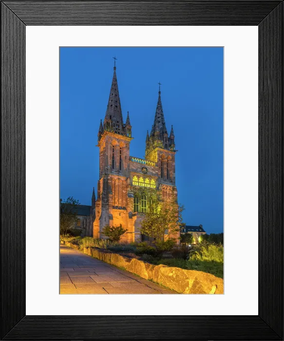 Framed Print : Saint-Pol-de-Leon Cathedral at night, Finistere, Brittany, France Framed Print : Saint-Pol-de-Leon Cathedral at night, Finistere, Brittany, France