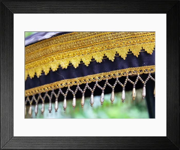 Framed Print : Detail of a decorated umbrella in a temple in Ubud, Bali, Indonesia Framed Print : Detail of a decorated umbrella in a temple in Ubud, Bali, Indonesia