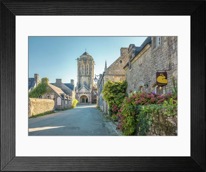 Framed Print : Historic granite stone houses at Place de l'Eglise in Locronan, Finistere, Brittany, France Framed Print : Historic granite stone houses at Place de l'Eglise in Locronan, Finistere, Brittany, France