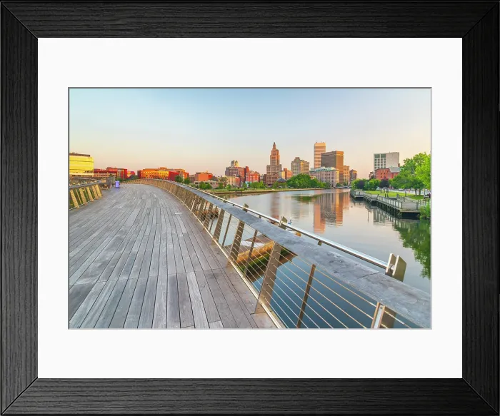 Framed Print : USA, Rhode Island, Providence, Michael S. Van Leesten Memorial Bridge over Providence River, Downtown skyline Framed Print : USA, Rhode Island, Providence, Michael S. Van Leesten Memorial Bridge over Providence River, Downtown skyline