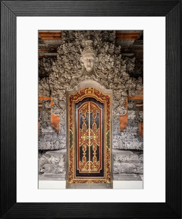Framed Print : Ornately decorated door in a private house in Ubud, Bali, Indonesia Framed Print : Ornately decorated door in a private house in Ubud, Bali, Indonesia
