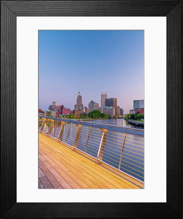 Framed Print : USA, Rhode Island, Providence, Michael S. Van Leesten Memorial Bridge over Providence River, Downtown skyline Framed Print : USA, Rhode Island, Providence, Michael S. Van Leesten Memorial Bridge over Providence River, Downtown skyline