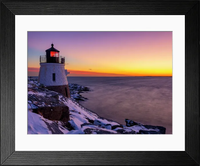 Framed Print : Sunset over Castle Hill Lighthouse on Narragansett Bay, Newport, Rhode Island, USA Framed Print : Sunset over Castle Hill Lighthouse on Narragansett Bay, Newport, Rhode Island, USA