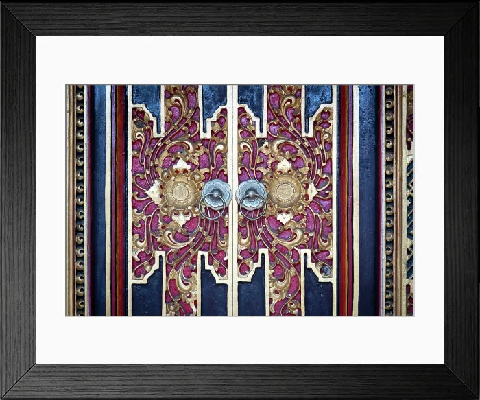 Framed Print : Ornately decorated door in a private house in Ubud, Bali, Indonesia Framed Print : Ornately decorated door in a private house in Ubud, Bali, Indonesia
