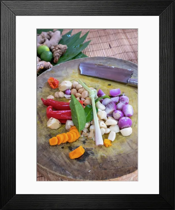 Framed Print : Preparing food at a Balinese cooking class, Bali, Indonesia Framed Print : Preparing food at a Balinese cooking class, Bali, Indonesia
