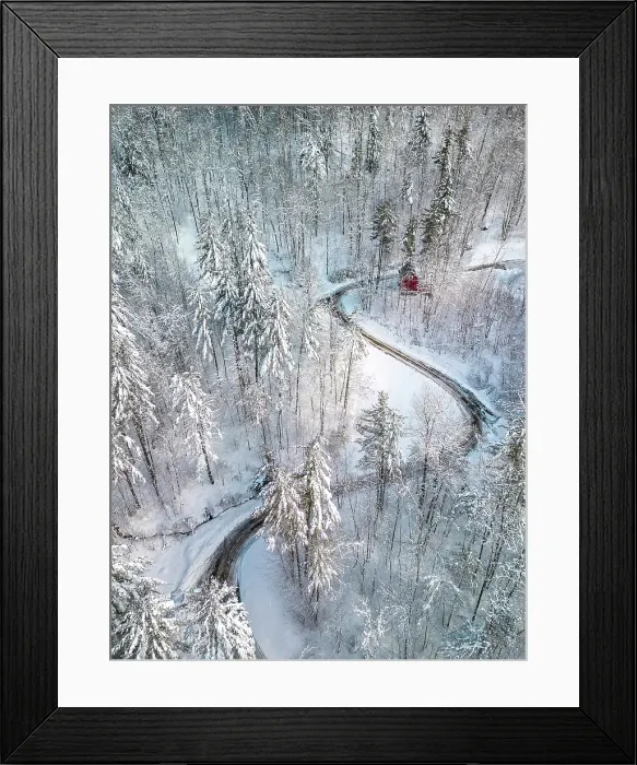 Framed Print : Red house on twisted road in winter, Green Mountains, Waterbury, Vermont, USA Framed Print : Red house on twisted road in winter, Green Mountains, Waterbury, Vermont, USA