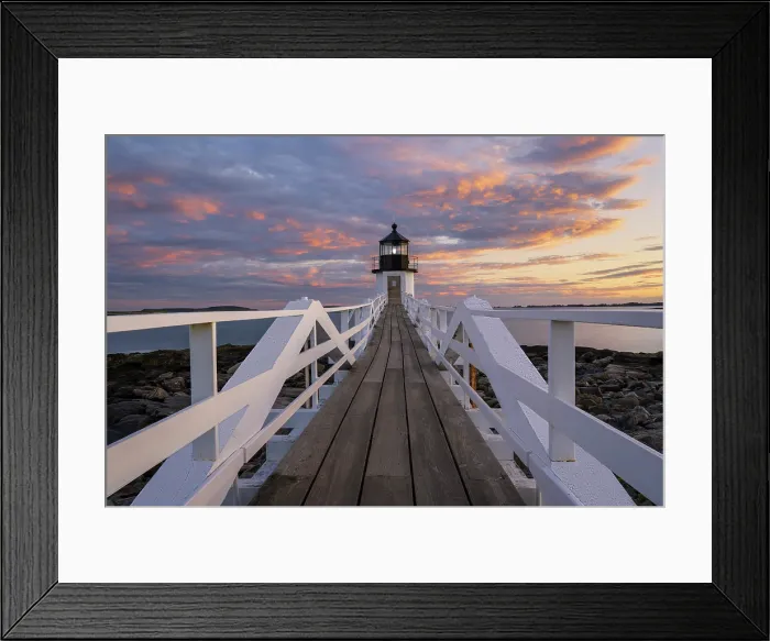 Framed Print : Sunset at Marshall Point Lighthouse, St. George, Maine, USA