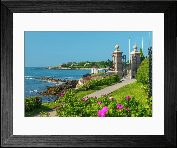 Framed Print : USA, Rhode Island, Newport, Easton Bay, , Bellevue Avenue Historic District, Cliff Walk