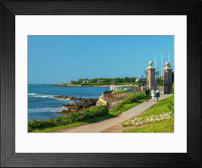 Framed Print : USA, Rhode Island, Newport, Easton Bay, , Bellevue Avenue Historic District, Cliff Walk