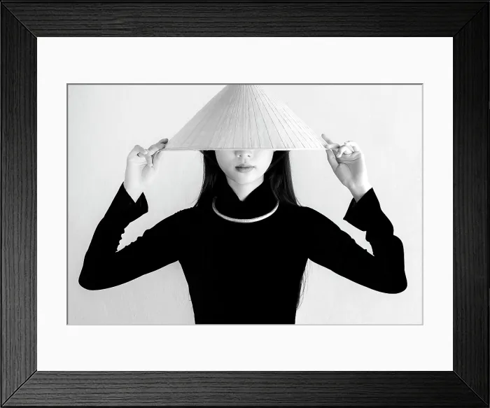 Framed Print : Local woman wearing tradtional Ao Dai dress and conical hat at Minh Mang King Tomb, Hue, Vietnam Framed Print : Local woman wearing tradtional Ao Dai dress and conical hat at Minh Mang King Tomb, Hue, Vietnam