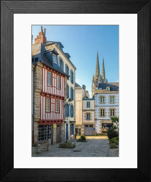 Framed Print : Historic houses in the old town of Quimper, Finistere, Brittany, France Framed Print : Historic houses in the old town of Quimper, Finistere, Brittany, France