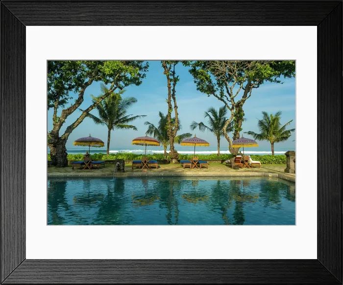 Framed Print : Swimming pool at the Oberoi Hotel, Seminyak Beach, Bali, Indonesia