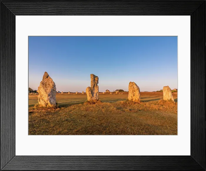 Framed Print : Stone rows of Lagatjar at sunrise, near Camaret-sur-Mer, Finistere, Brittany, France