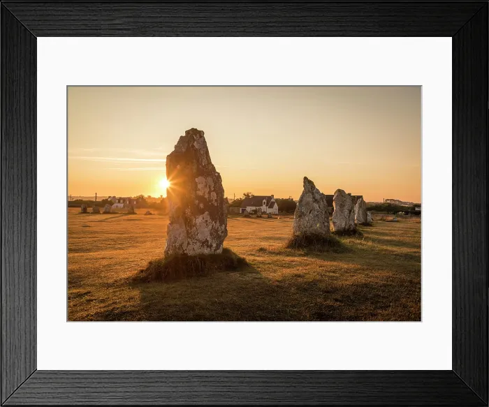 Framed Print : Stone rows of Lagatjar at sunrise, near Camaret-sur-Mer, Finistere, Brittany, France Framed Print : Stone rows of Lagatjar at sunrise, near Camaret-sur-Mer, Finistere, Brittany, France