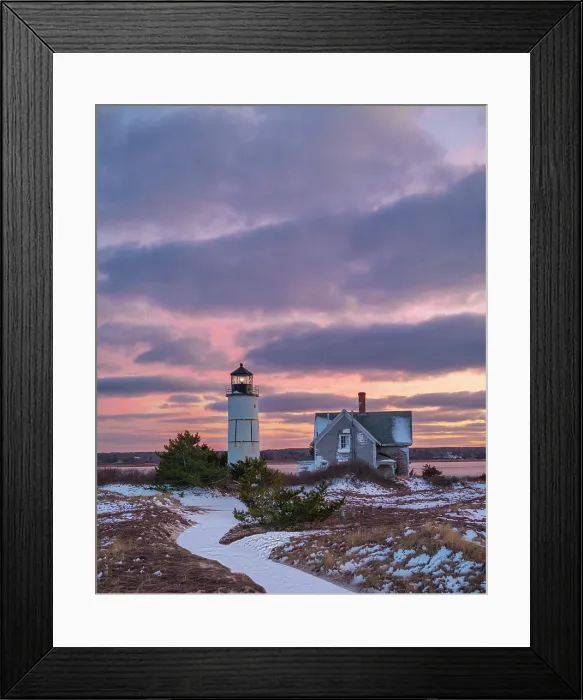 Framed Print : Sandy Neck lighthouse on winter sunset, Cape Cod, West Barnstable, Massachusetts, USA Framed Print : Sandy Neck lighthouse on winter sunset, Cape Cod, West Barnstable, Massachusetts, USA