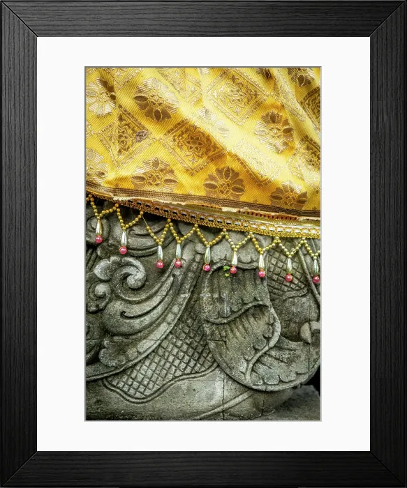 Framed Print : Bebali cloth covering a staue in a typical Balinese Hindu temple, Bali, Indonesia Framed Print : Bebali cloth covering a staue in a typical Balinese Hindu temple, Bali, Indonesia