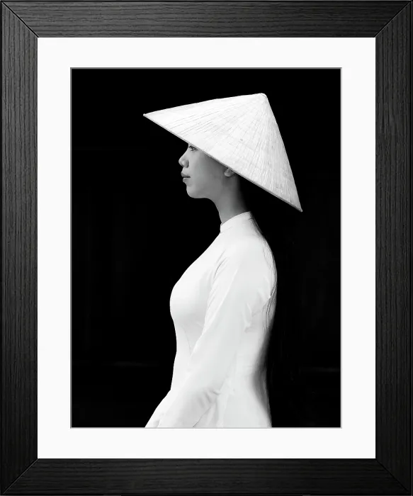 Framed Print : Local woman wearing tradtional Ao Dai dress and conical hat at Minh Mang King Tomb, Hue, Vietnam Framed Print : Local woman wearing tradtional Ao Dai dress and conical hat at Minh Mang King Tomb, Hue, Vietnam