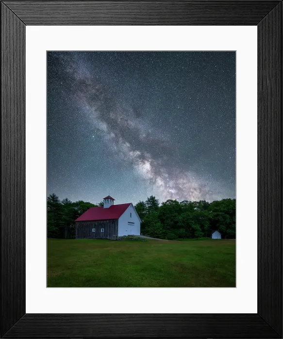 Framed Print : Milky Way over barn at Muster Field Farm, North Sutton, New Hampshire, USA Framed Print : Milky Way over barn at Muster Field Farm, North Sutton, New Hampshire, USA