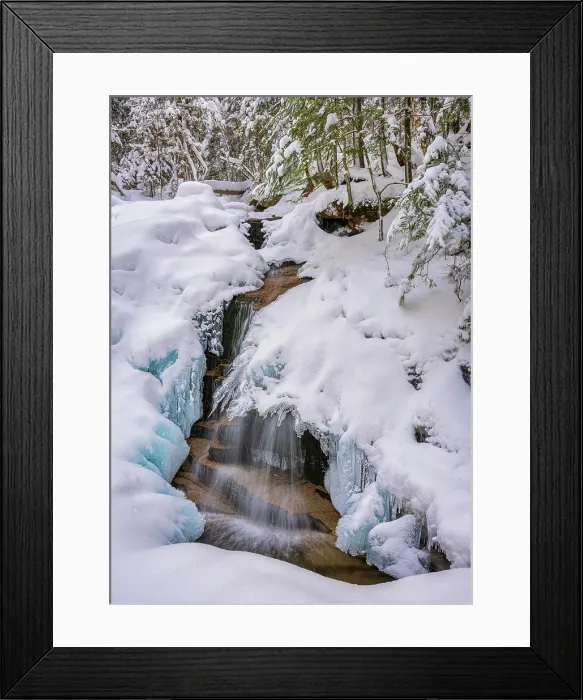 Framed Print : Stairs Falls in winter with blue ice, Falling Waters Trail, Franconia Notch State Park, White Mountain National Forest, New Hampshire, USA Framed Print : Stairs Falls in winter with blue ice, Falling Waters Trail, Franconia Notch State Park, White Mountain National Forest, New Hampshire, USA