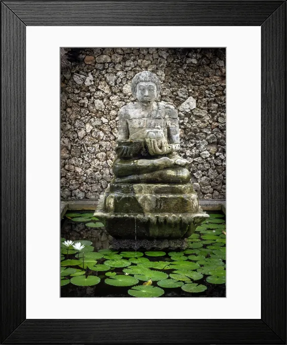 Framed Print : Lily pond and statue at the Oberoi Hote in Seminyak, Bali, Indonesia Framed Print : Lily pond and statue at the Oberoi Hote in Seminyak, Bali, Indonesia