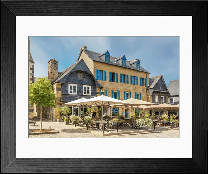 Framed Print : Restaurant with terrace in the old town of Le Faou, Finistere, Brittany, France Framed Print : Restaurant with terrace in the old town of Le Faou, Finistere, Brittany, France