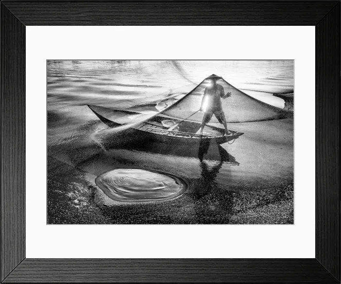 Framed Print : Fisherman checking his net at sunrise, Cua Dai fishing village, near Hoi An, Central Vietnam Framed Print : Fisherman checking his net at sunrise, Cua Dai fishing village, near Hoi An, Central Vietnam