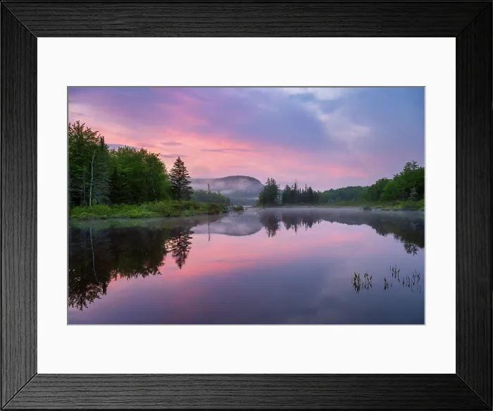 Framed Print : Sunrise reflection on Turtlehead Pond, Marshfield, Vermont, USA