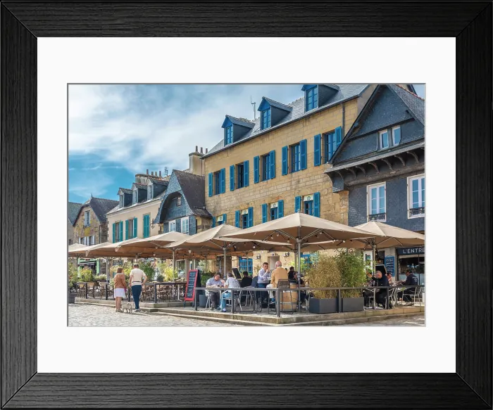 Framed Print : Restaurant with terrace in the old town of Le Faou, Finistere, Brittany, France Framed Print : Restaurant with terrace in the old town of Le Faou, Finistere, Brittany, France