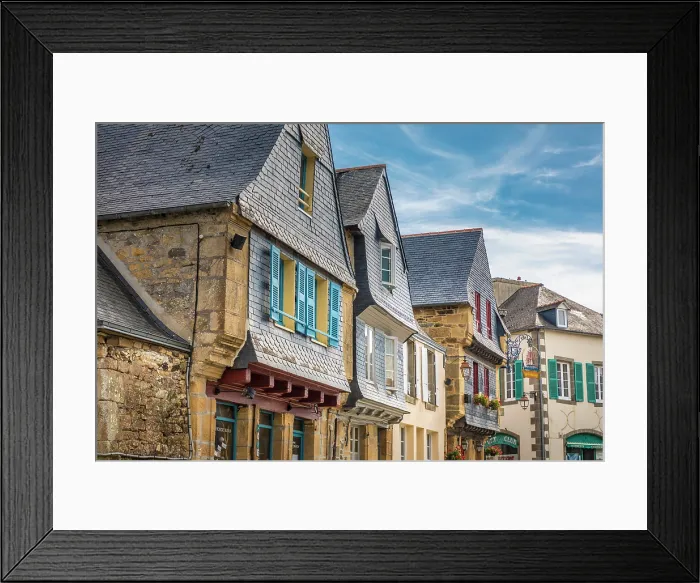 Framed Print : Historic houses in the old town of Le Faou, Finistere, Brittany, France