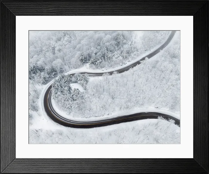 Framed Print : Twisting road in winter, Schuss Pass, Waitsfield, Vermont, USA Framed Print : Twisting road in winter, Schuss Pass, Waitsfield, Vermont, USA
