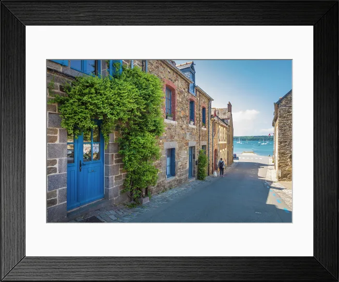 Framed Print : Alley overlooking the Rance River in the village of Saint-Suliac, Ille-et-Vilaine, Brittany, France Framed Print : Alley overlooking the Rance River in the village of Saint-Suliac, Ille-et-Vilaine, Brittany, France
