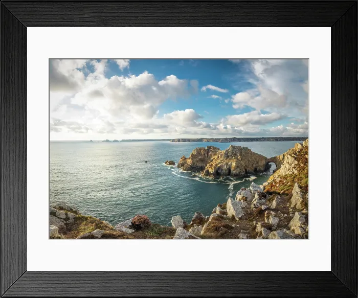 Framed Print : Evening mood on the rocky coast at Chateau de Dinan, Finistere, Brittany, France Framed Print : Evening mood on the rocky coast at Chateau de Dinan, Finistere, Brittany, France