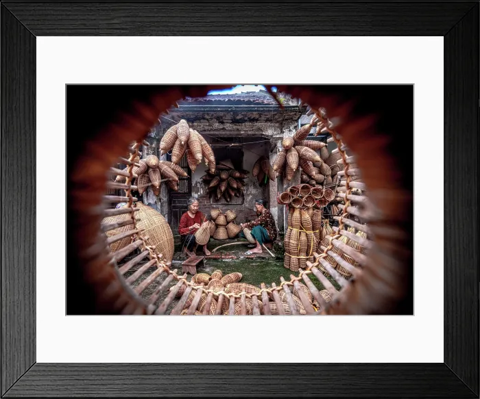 Framed Print : Senior women making traditional bamboo fish traps, Hanoi, Vietnam. (MR) Framed Print : Senior women making traditional bamboo fish traps, Hanoi, Vietnam. (MR)