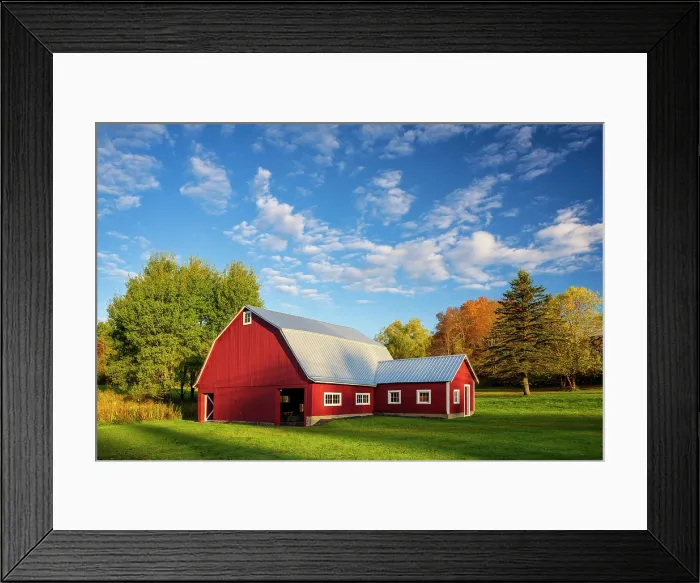 Framed Print : Autumn over red barn, Green Mountains, Danville, Vermont, USA Framed Print : Autumn over red barn, Green Mountains, Danville, Vermont, USA