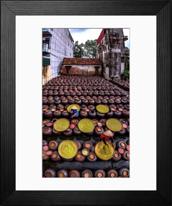 Framed Print : Women working on traditional soy sauce production, Hanoi, Vietnam. (MR) Framed Print : Women working on traditional soy sauce production, Hanoi, Vietnam. (MR)