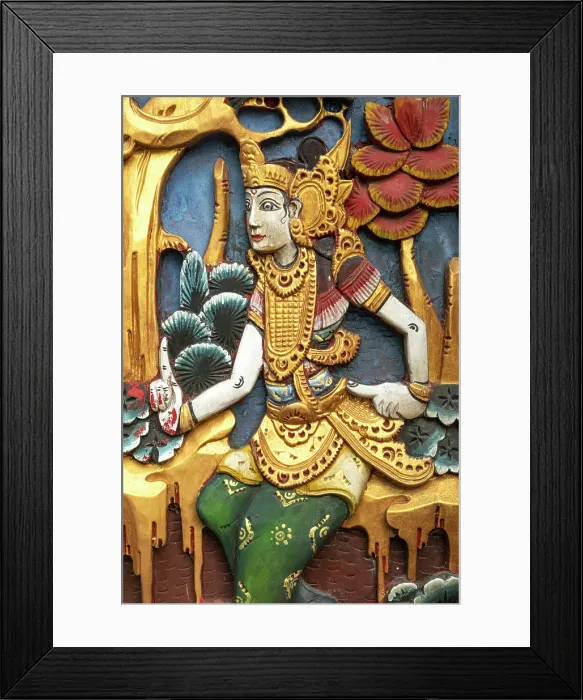Framed Print : Detail of a decorated door at Pura Tanah Lot Temple, Bali, Indonesia