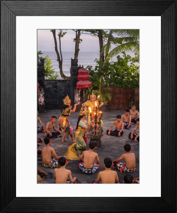 Framed Print : Kecak Dance performance, Tanah Lot, Bali, Indonesia