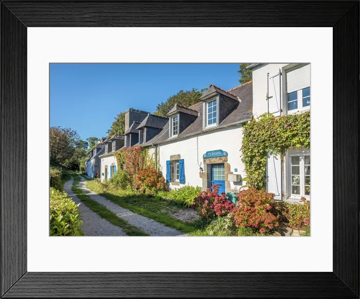 Framed Print : Traditional Breton houses in the village of Roscanvel, Finistere, Brittany, France Framed Print : Traditional Breton houses in the village of Roscanvel, Finistere, Brittany, France