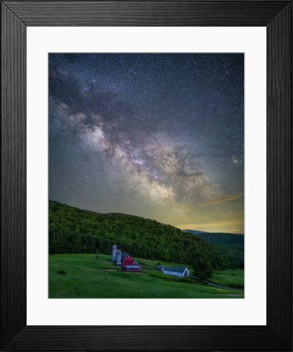 Framed Print : Milky Way over Hillside Acres farm, Green Mountains, Barnet, Vermont, USA