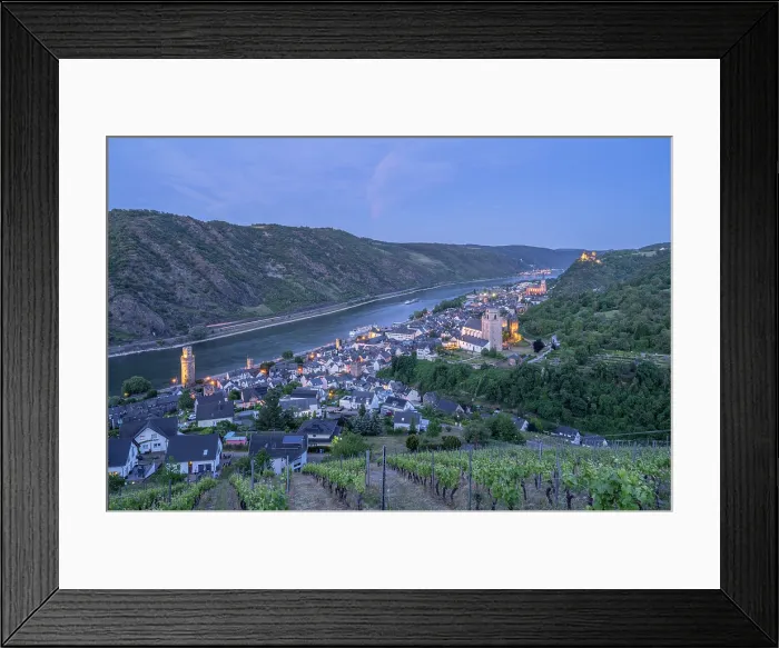 Framed Print : Oberwesel at dusk, Rhine valley, Rhineland-Palatinate, Germany Framed Print : Oberwesel at dusk, Rhine valley, Rhineland-Palatinate, Germany