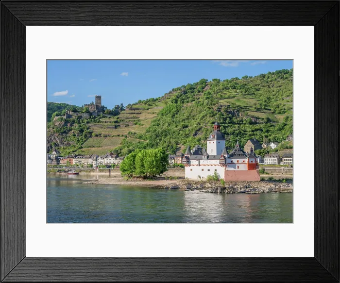 Framed Print : River Rhine with Pfalzgrafenstein and Gutenfels castles, Kaub, Rhine valley, Rhineland-Palatinate, Germany Framed Print : River Rhine with Pfalzgrafenstein and Gutenfels castles, Kaub, Rhine valley, Rhineland-Palatinate, Germany