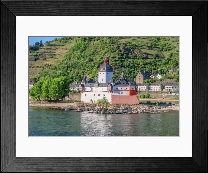 Framed Print : River Rhine with Pfalzgrafenstein Castle, Kaub, Rhine valley, Rhineland-Palatinate, Germany