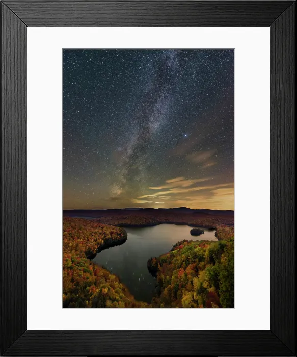 Framed Print : Milky Way over Nichols Pond, Green Mountains, Woodbury, Vermont, USA Framed Print : Milky Way over Nichols Pond, Green Mountains, Woodbury, Vermont, USA