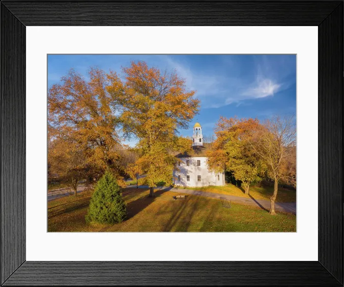 Framed Print : The Old Round Church at sunset in autumn, Richmond, Vermont, USA Framed Print : The Old Round Church at sunset in autumn, Richmond, Vermont, USA