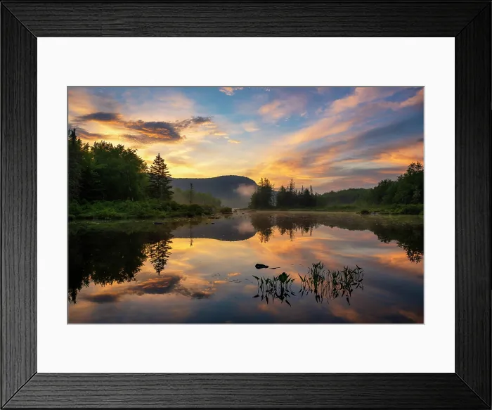 Framed Print : Sunset from Turtlehead Pond, Green Mountains, Marshfield, Vermont, USA
